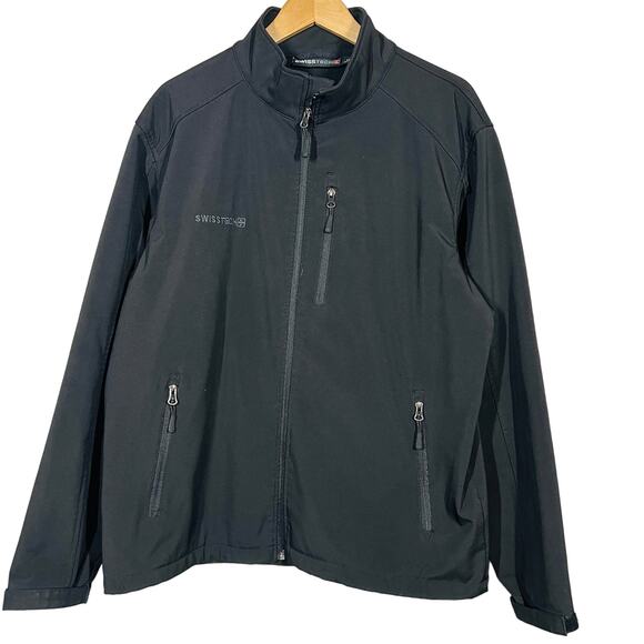 Swiss Tech Full Zip Jacket Performance Black Casual Mock Neck - L - Picture 1 of 4